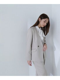 【SALE／50%OFF】クラッシー SETUP ノーカラージャケット NATURAL BEAUTY BASIC ナチュラルビューティベーシック ジャケット・アウター テーラードジャケット・ブレザー グレー ベージュ【RBA_E】【送料無料】[Rakuten Fashion]