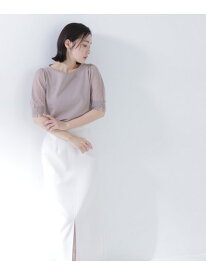 シアーラメプリーツスリーブニット NATURAL BEAUTY BASIC ナチュラルビューティベーシック トップス ニット パープル グレー ホワイト ベージュ【送料無料】[Rakuten Fashion]