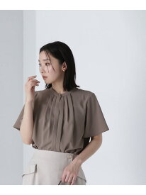 フロントタックフレアスリーブブラウス NATURAL BEAUTY BASIC ナチュラルビューティベーシック トップス シャツ・ブラウス ブルー ベージュ ホワイト ブラウン【送料無料】[Rakuten Fashion]