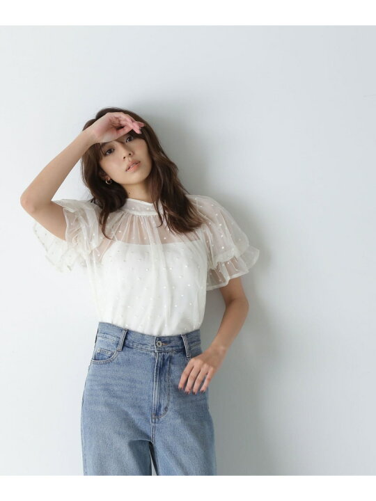 楽天市場】【SALE／50%OFF】バックリボンチュールドットブラウス 