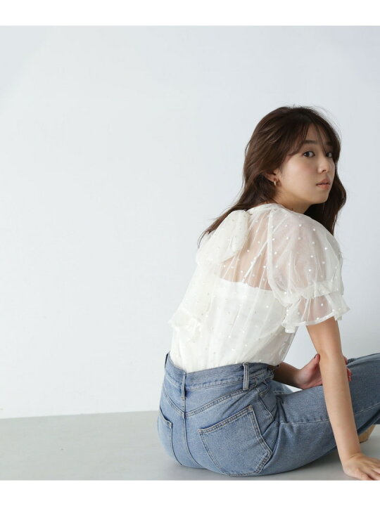 楽天市場】【SALE／50%OFF】バックリボンチュールドットブラウス 