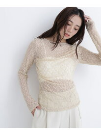 レースドレープカットソー NATURAL BEAUTY BASIC ナチュラルビューティベーシック トップス カットソー・Tシャツ グレー ホワイト イエロー【送料無料】[Rakuten Fashion]