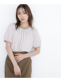 【SALE／50%OFF】バイカラートリミングブラウス NATURAL BEAUTY BASIC ナチュラルビューティベーシック トップス シャツ・ブラウス ピンク グレー ホワイト【RBA_E】[Rakuten Fashion]