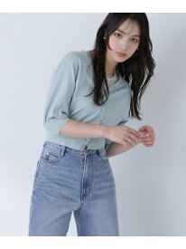 シアー切替ニットアンサンブル NATURAL BEAUTY BASIC ナチュラルビューティベーシック トップス カーディガン グレー ブラック ホワイト グリーン【送料無料】[Rakuten Fashion]