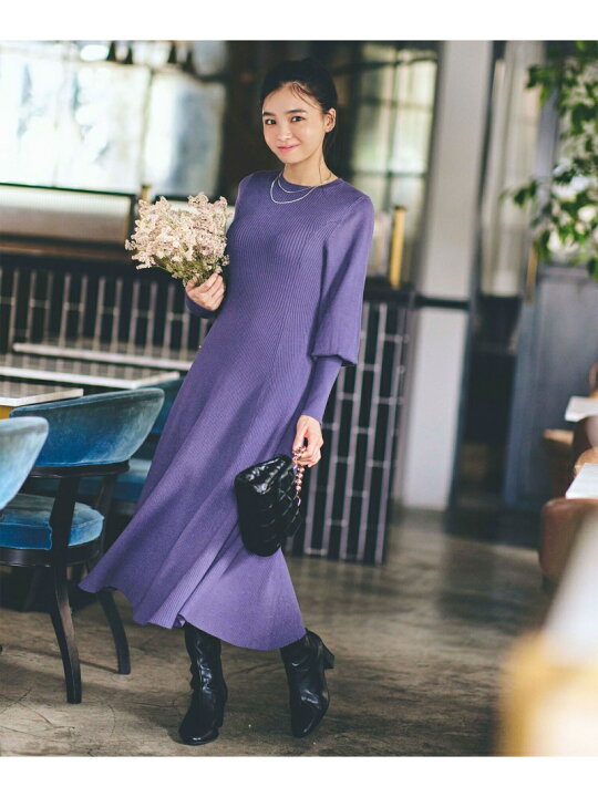 楽天市場 マトンスリーブニットワンピース Natural Beauty Basic ナチュラルビューティベーシック スカート その他のスカート パープル ブラック グレー 送料無料 Rakuten Fashion Natural Beauty Basic