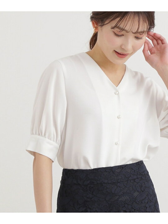 楽天市場】【SALE／10%OFF】パールボタンブラウス NATURAL BEAUTY 