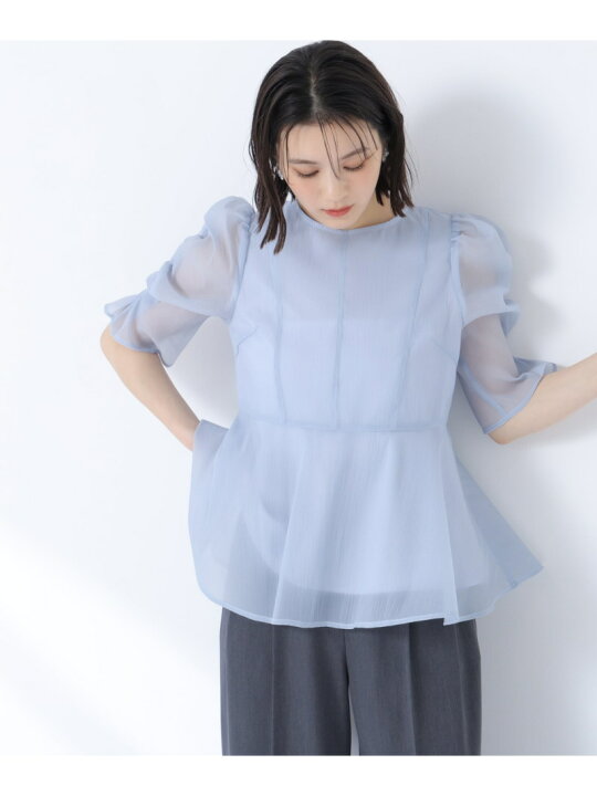 楽天市場】シアーペプラムブラウス半袖 NATURAL BEAUTY BASIC 