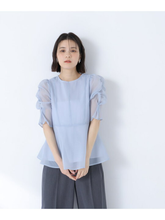 楽天市場】シアーペプラムブラウス半袖 NATURAL BEAUTY BASIC 