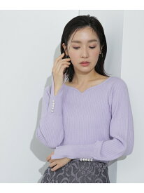 【SALE／60%OFF】＜スプリングリブベーシックニット＞ハートネック NATURAL BEAUTY BASIC ナチュラルビューティベーシック トップス ニット パープル ホワイト ネイビー【RBA_E】[Rakuten Fashion]