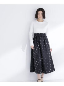 【SALE／50%OFF】リボンジャガードドッキングワンピース NATURAL BEAUTY BASIC ナチュラルビューティベーシック ワンピース・ドレス ワンピース ホワイト【RBA_E】【送料無料】[Rakuten Fashion]