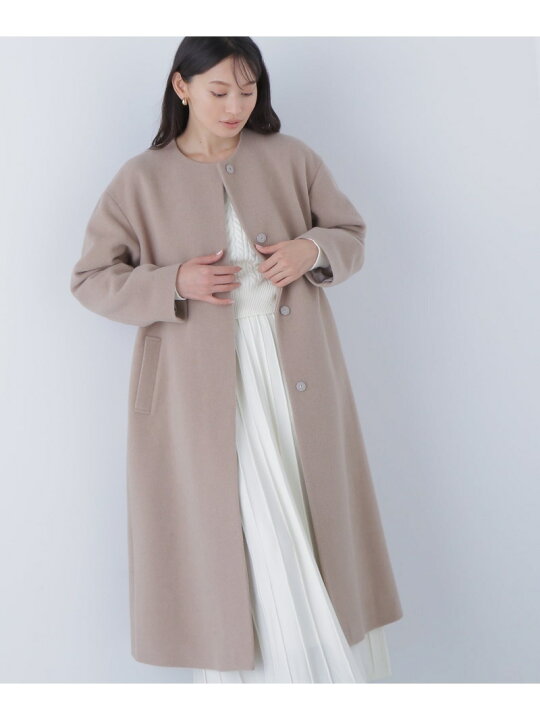 楽天市場】【SALE／30%OFF】フォルムノーカラーロングコート NATURAL 