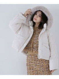 フードファーショートダウン NATURAL BEAUTY BASIC ナチュラルビューティベーシック ジャケット・アウター ブルゾン・ジャンパー ブラウン ホワイト【送料無料】[Rakuten Fashion]