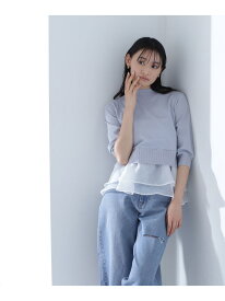 シアーフリルレイヤードスプリングニット 24SS NATURAL BEAUTY BASIC ナチュラルビューティベーシック トップス ニット ブルー ブラック ホワイト【送料無料】[Rakuten Fashion]