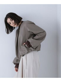 【SALE／40%OFF】フェイクレザーギャザーブルゾン NATURAL BEAUTY BASIC ナチュラルビューティベーシック ジャケット・アウター ブルゾン・ジャンパー ブラック ブラウン【RBA_E】【送料無料】[Rakuten Fashion]