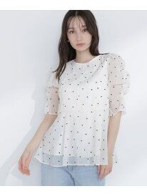 シアーペプラムブラウス半袖 NATURAL BEAUTY BASIC ナチュラルビューティベーシック トップス シャツ・ブラウス グレー ベージュ オレンジ ホワイト【先行予約】*【送料無料】[Rakuten Fashion]