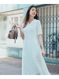 スキッパーシュリンクレースワンピース NATURAL BEAUTY BASIC ナチュラルビューティベーシック ワンピース・ドレス ワンピース ホワイト ブラック【先行予約】*【送料無料】[Rakuten Fashion]