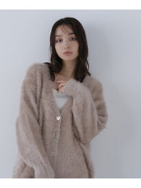 【SALE／30%OFF】ヘアリーラメニットシリーズ Vネックカーディガン NATURAL BEAUTY BASIC ナチュラルビューティベーシック トップス カーディガン グレー ベージュ【RBA_E】【送料無料】[Rakuten Fashion]
