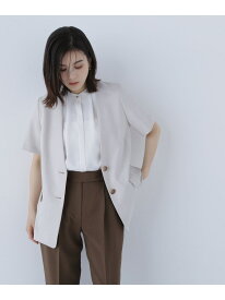 【SALE／30%OFF】リネンライクツイルシリーズ ハーフスリーブジャケット NATURAL BEAUTY BASIC ナチュラルビューティベーシック ジャケット・アウター ブルゾン・ジャンパー ブラウン カーキグリーン【RBA_E】【送料無料】[Rakuten Fashion]