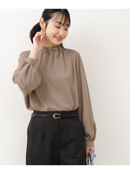 楽天市場】[洗える]ボトルネックタックブラウス NATURAL BEAUTY BASIC 