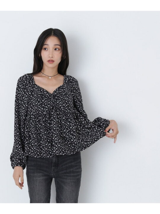 楽天市場】【SALE／50%OFF】ミニフラワープリントペプラムブラウス 