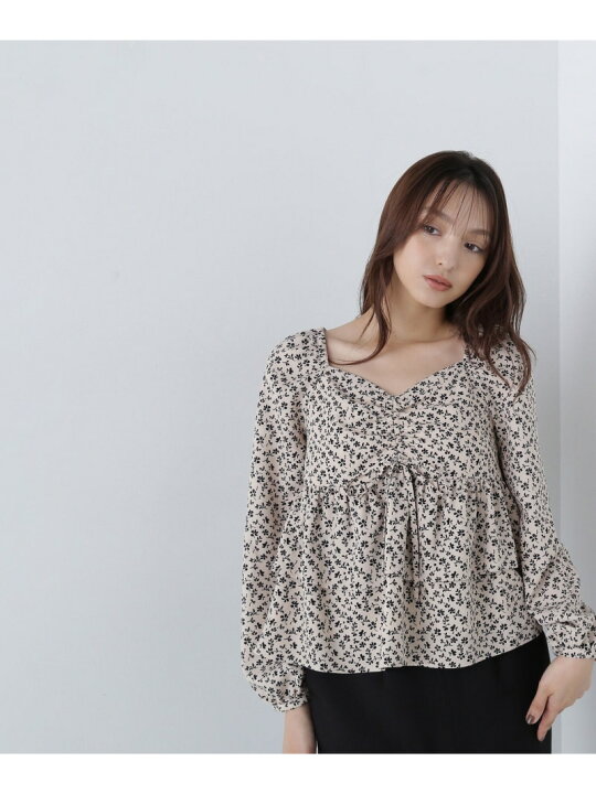 楽天市場】【SALE／50%OFF】ミニフラワープリントペプラムブラウス 