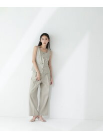 【SALE／50%OFF】リネンライクツイルシリーズ ストレートパンツ NATURAL BEAUTY BASIC ナチュラルビューティベーシック パンツ その他のパンツ カーキグリーン ブラウン【RBA_E】【送料無料】[Rakuten Fashion]