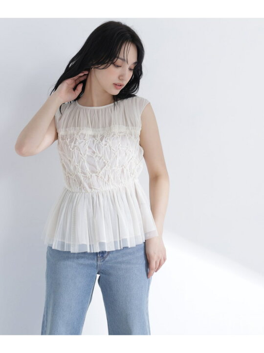 楽天市場】チュールシャーリングブラウス NATURAL BEAUTY BASIC 