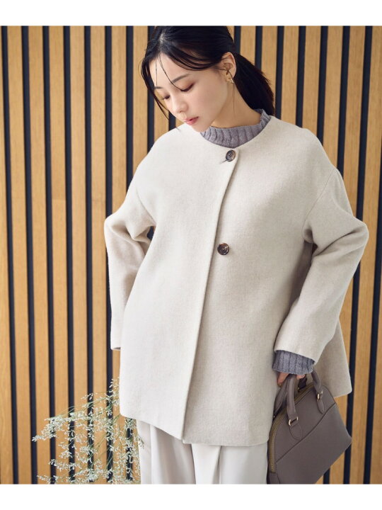 楽天市場】カシミヤブレンドハーフコート NATURAL BEAUTY BASIC 