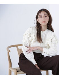 メタルポイントフリルブラウス NATURAL BEAUTY BASIC ナチュラルビューティベーシック トップス シャツ・ブラウス イエロー ブラック ブルー【送料無料】[Rakuten Fashion]