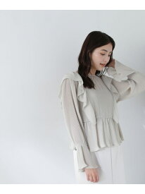 プリーツフリルブラウス NATURAL BEAUTY BASIC ナチュラルビューティベーシック トップス シャツ・ブラウス ブラック グリーン【送料無料】[Rakuten Fashion]