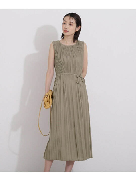楽天市場】【SALE／10%OFF】プリーツノースリーブワンピース NATURAL 