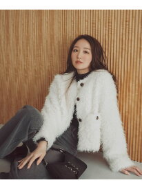 【SALE／10%OFF】カーリーフェイクファージャケット NATURAL BEAUTY BASIC ナチュラルビューティベーシック ジャケット・アウター ブルゾン・ジャンパー ホワイト ベージュ【RBA_E】【送料無料】[Rakuten Fashion]