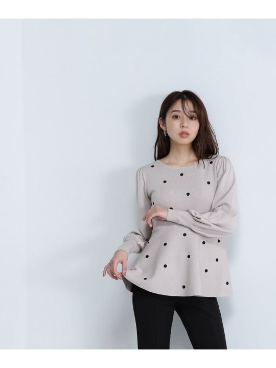 楽天市場】ドット刺繍ペプラムニット 24AW NATURAL BEAUTY BASIC 
