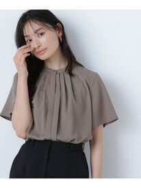フロントタックフレアスリーブブラウス NATURAL BEAUTY BASIC ナチュラルビューティベーシック トップス シャツ・ブラウス ブラウン ホワイト ベージュ ブルー【送料無料】[Rakuten Fashion]