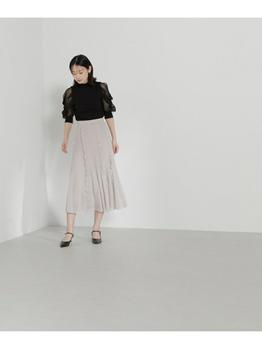 フリルプリーツスカート NATURAL BEAUTY BASIC ナチュラルビューティベーシック スカート その他のスカート  グレー【先行予約】*【送料無料】[Rakuten Fashion] NATURAL BEAUTY BASIC