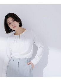 ネックタックブラウス NATURAL BEAUTY BASIC ナチュラルビューティベーシック トップス シャツ・ブラウス ホワイト パープル【送料無料】[Rakuten Fashion]