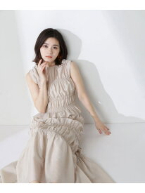 【SALE／10%OFF】シャーリングブラウス&スカート NATURAL BEAUTY BASIC ナチュラルビューティベーシック ワンピース・ドレス ワンピース ベージュ ブラウン【RBA_E】【送料無料】[Rakuten Fashion]