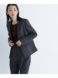 ウーステッドライクツイル SETUP ノーカラージャケット NATURAL BEAUTY BASIC ナチュラルビューティベーシック ジャケット・アウター テーラードジャケット・ブレザー グレー ブラウン【送料無料】[Rakuten Fashion]