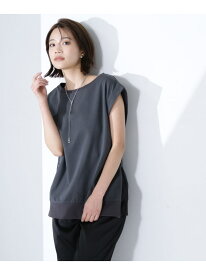 【SALE／50%OFF】サイドスリットスムーストップス NATURAL BEAUTY BASIC ナチュラルビューティベーシック トップス カットソー・Tシャツ グレー ホワイト ベージュ【RBA_E】[Rakuten Fashion]