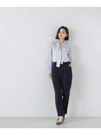 PeサテンストレッチSETUPシリーズ テーパードパンツ 24SS NATURAL BEAUTY BASIC ナチュラルビューティベーシック パンツ その他のパンツ グレー ネイビー【送料無料】[Rakuten Fashion]