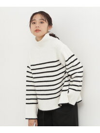 【SALE／30%OFF】タートルパネルボーダーニット NATURAL BEAUTY BASIC ナチュラルビューティベーシック トップス ニット ブラック パープル【RBA_E】【送料無料】[Rakuten Fashion]