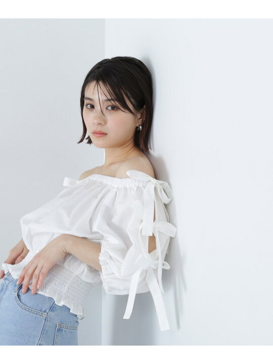楽天市場】【SALE／30%OFF】リボンスリーブクロップドブラウス NATURAL  