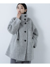 【SALE／30%OFF】スタンドネックシャギーミディコート NATURAL BEAUTY BASIC ナチュラルビューティベーシック ジャケット・アウター ブルゾン・ジャンパー グレー グリーン【RBA_E】【送料無料】[Rakuten Fashion]
