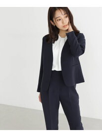 PeサテンストレッチSETUPシリーズ ノーカラージャケット 24SS NATURAL BEAUTY BASIC ナチュラルビューティベーシック ジャケット・アウター テーラードジャケット・ブレザー ネイビー グレー【送料無料】[Rakuten Fashion]