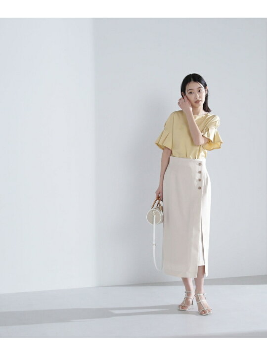 楽天市場】【SALE／50%OFF】ラップ風サイドボタンスカート NATURAL  