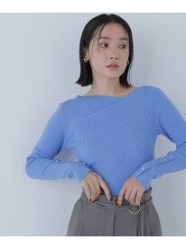 ニュアンスネックリブニット NATURAL BEAUTY BASIC ナチュラルビューティベーシック トップス ニット ブルー ホワイト グレー ピンク【送料無料】[Rakuten Fashion]