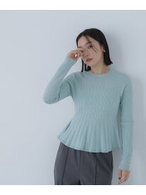 ケーブルペプラムニット NATURAL BEAUTY BASIC ナチュラルビューティベーシック トップス ニット ネイビー ホワイト【送料無料】[Rakuten Fashion]