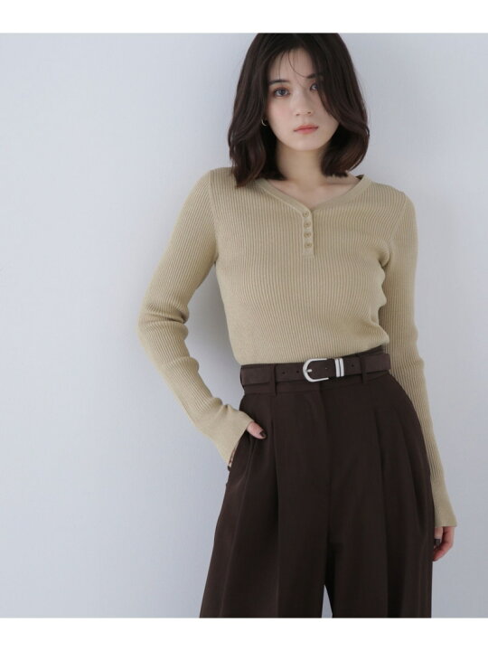 楽天市場】フロントボタンラメリブニット NATURAL BEAUTY BASIC  