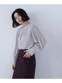 【SALE／10%OFF】楊柳プリーツブラウス NATURAL BEAUTY BASIC ナチュラルビューティベーシック トップス シャツ・ブラウス ブルー ホワイト【RBA_E】【送料無料】[Rakuten Fashion]