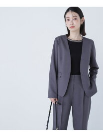 パウダリーツイルセットアップシリーズ ノーカラージャケット NATURAL BEAUTY BASIC ナチュラルビューティベーシック ジャケット・アウター テーラードジャケット・ブレザー グレー【先行予約】*【送料無料】[Rakuten Fashion]